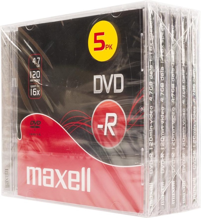 Image du produit Maxell DVD-R 5 Pack Jewel Case 5mm 16x Vitesse (5 x)