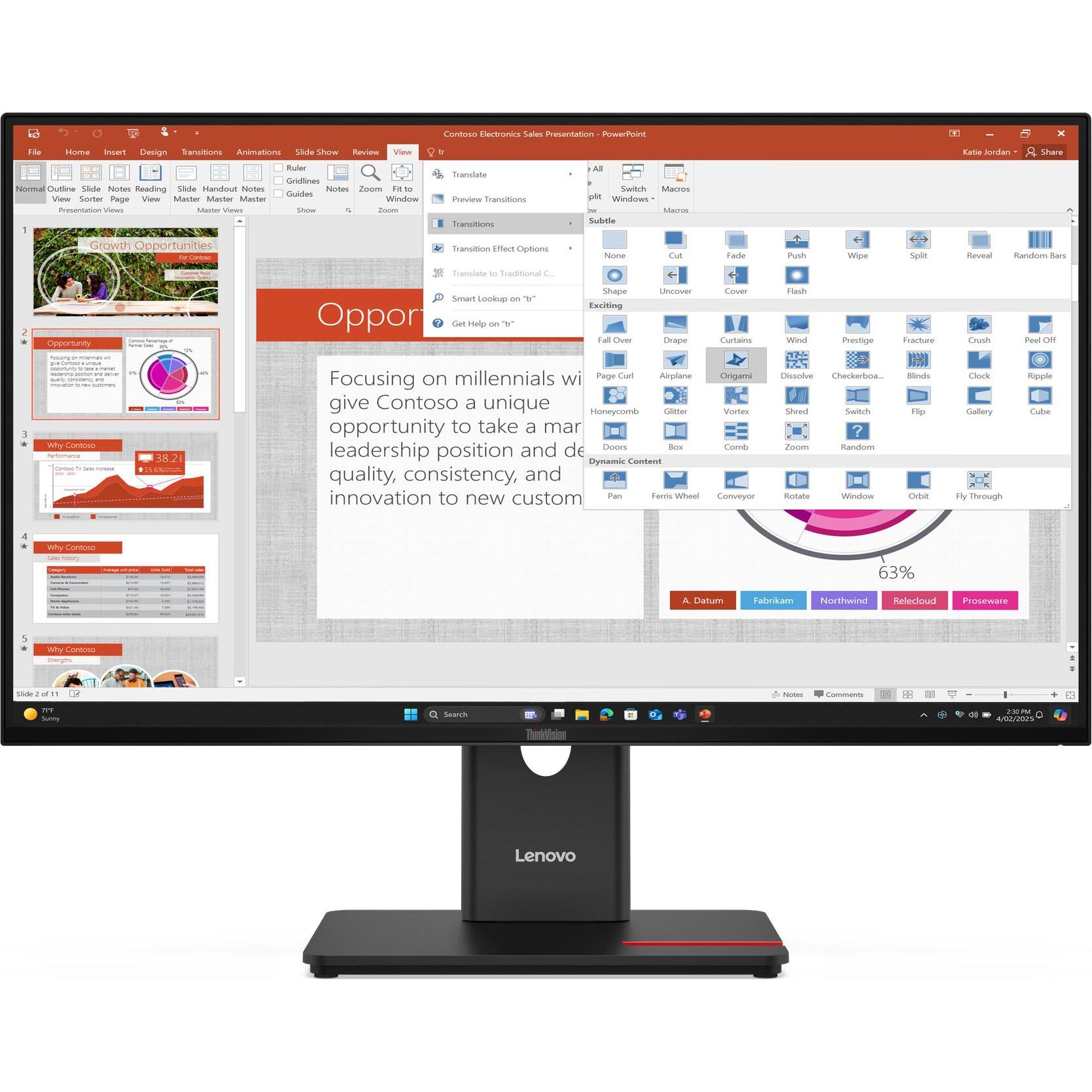 Lenovo T27-40 (1920 x 1080 Pixel, 27"), Monitor, Schwarz