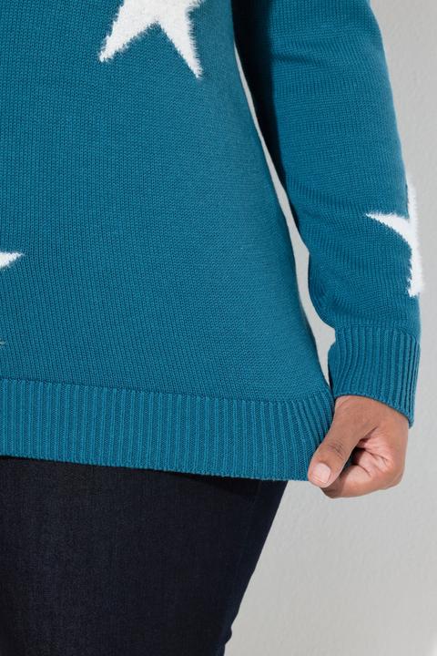 Produktbild Ulla Popken Pullover, Glitzersterne, Rundhals, Raglan-Langarm (50, 52)