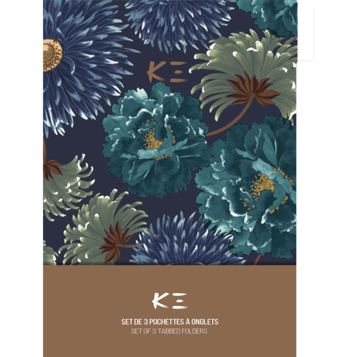 Image du produit Clairefontaine K3 blue, Set de 3 pochettes à onglets 22x31 cm, ass. - A motifs (22 x 31 cm, 1 x)