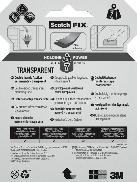 Actual product image Scotch Scotch-Fix Transparent Mounting Tape (19 mm)