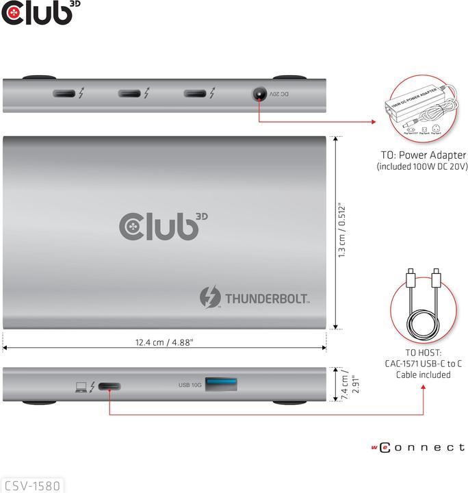 Produktbild Club 3D CSV-1580 (Thunderbolt, 5 Ports)
