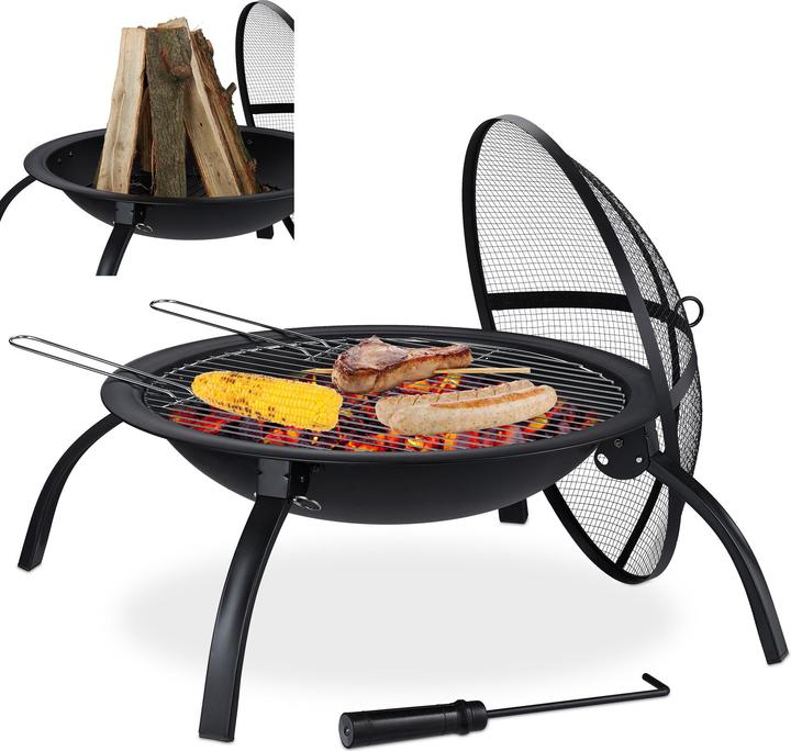Actual product image Relaxdays XL Fire Pit with BBQ Accessories (60 cm)