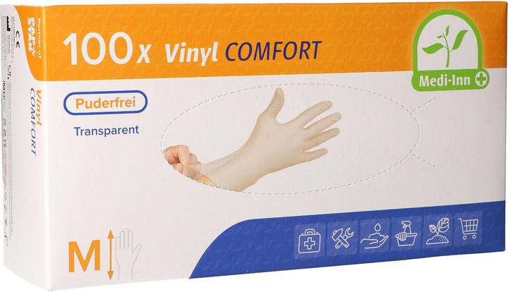Produktbild Papstar Einmalhandschuhe Medi-Inn Comfort, Vinyl, puderfrei, latexfrei, transparent, 100 Stück (XL)
