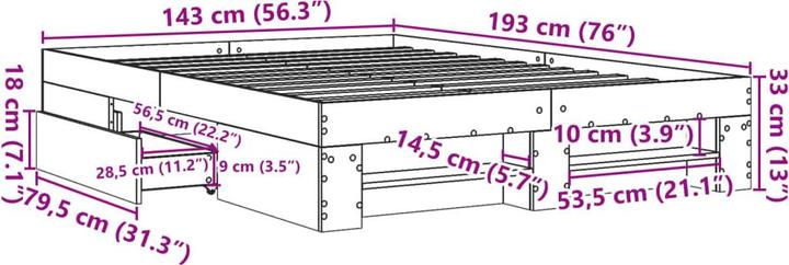 Image du produit vidaXL Bettgestell (140 x 190 cm)