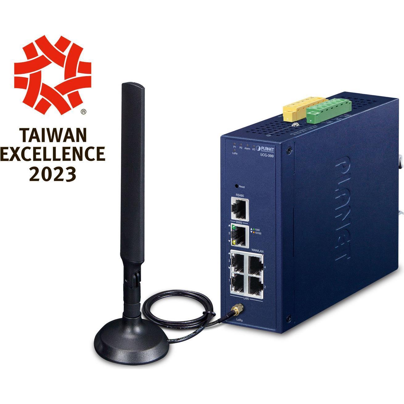 Planet Industrial 5-Port GE LoRaWAN Gateway LCG-300-EU, Netzwerk Switch, Blau