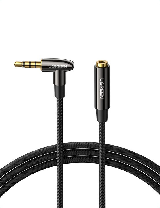 Actual product image Ugreen AV188 mini jack 3.5mm AUX elbow cable, 2m (black) (2 m)