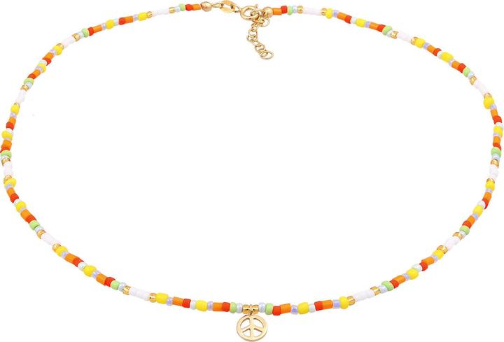 Actual product image Elli Choker, multi-colour, peace sign (925 Sterling silver gold-plated, Glass, Plastic, No stone, 36 cm)