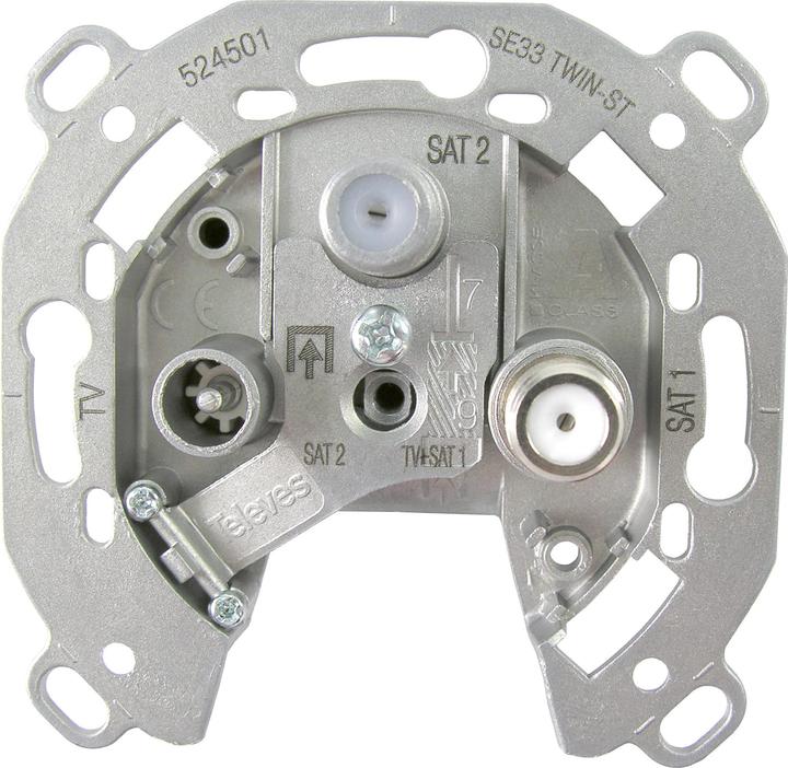 Actual product image Televes Antenna socket SE 33TWIN-ST SINGLE 3-hole with DC outlet (SE33TWIN-ST) (Plug socket)