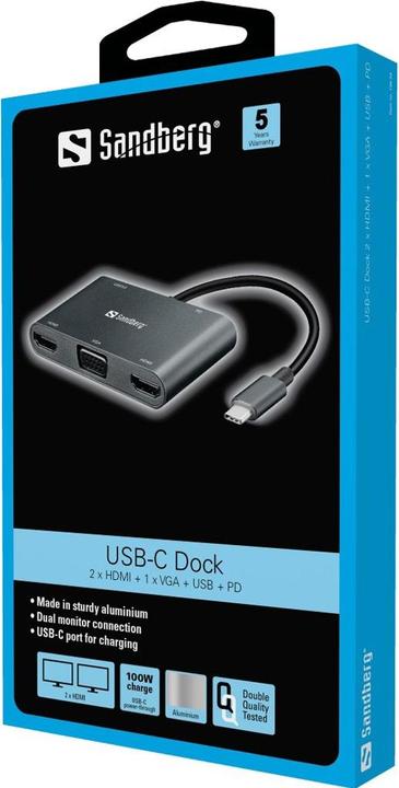 Actual product image Sandberg USB-C-Dock (USB-C, 1 portion)
