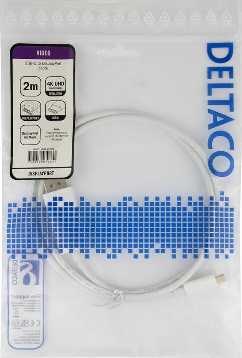 Produktbild Deltaco - video adapter cable - USB-C to DisplayPort - 2 m (2 m)