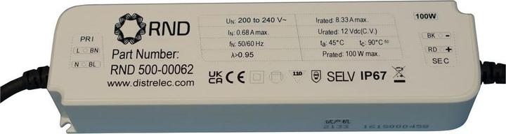 RND Driver LED, tensione costante, 100W 8,33A 12V IP67