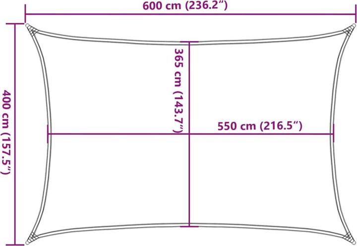 Produktbild vidaXL Sonnensegel farbe 100% Polyester Oxford (600 x 400 cm)