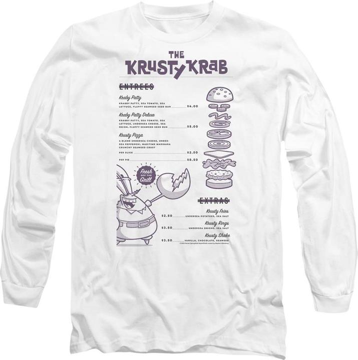 Actual product image Spongebob Squarepants Unisex Adult Krusty Krab Menu T-Shirt (M)