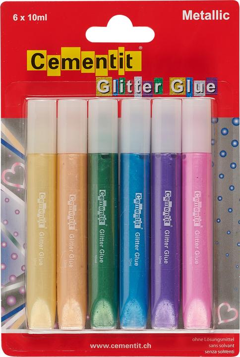 Immagine prodotto Cementit Glitter Glue Metallic Blister da 6 x 10ml (120 g, 60 ml)