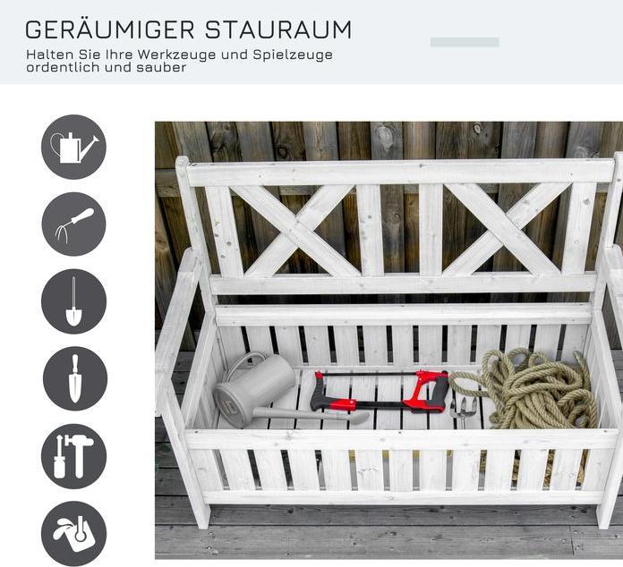 Produktbild Swisshandel24 Gartensitzbank 2-Sitzer mit Stauraum Tanne 115x61x85 cm
