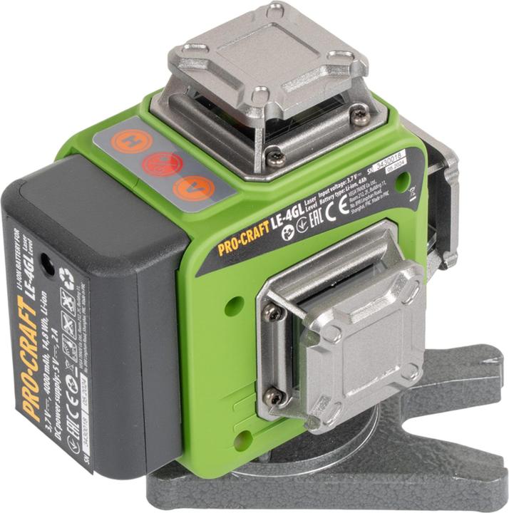 Produktbild Procraft LE-4GL Akku Linien- / Kreuzlinienlaser Set 3,7 V 40 m grün selbstnivellierend inkl. Akkus
