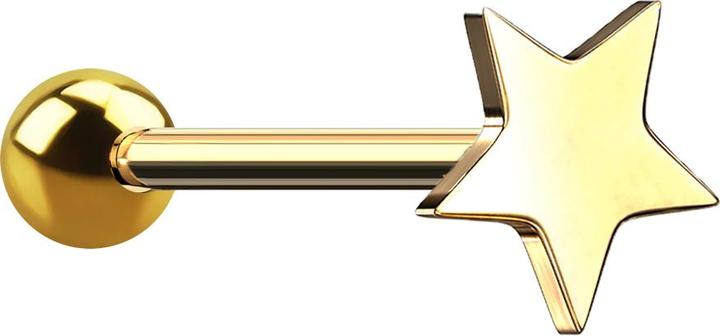 Immagine prodotto Star Piercing Micro Barbell vergoldet mit Kugel und Stern (senza ottone, Acciaio chirurgico 316L)