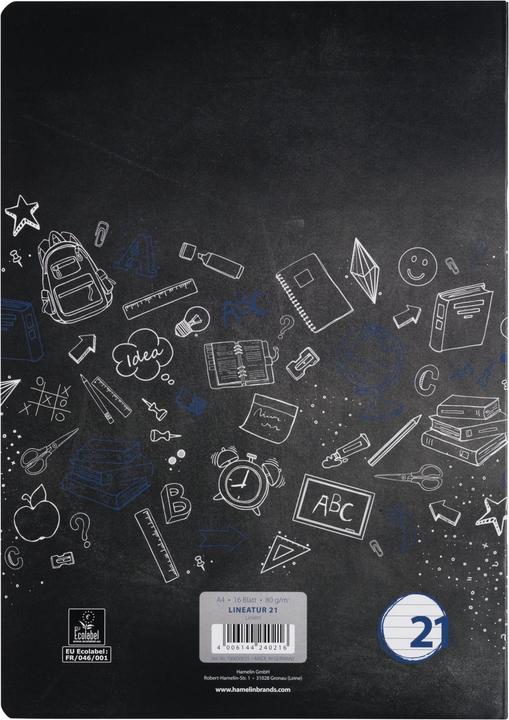 Produktbild Landré A4 2fach rückendrahtgeheftetes Schulheft (A4, Liniert, Harter Einband)