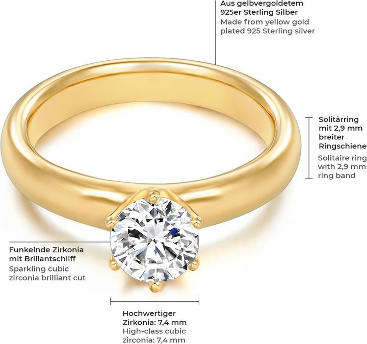 Immagine prodotto Trilani Donna Argento Cubic Zirconia Oro Giallo - 4132 (56, 925 Argento)