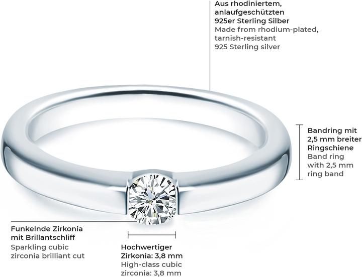 Produktbild Trilani Damen Sterling Silber Zirkonia silber - 4144 (56, 925 Silber)