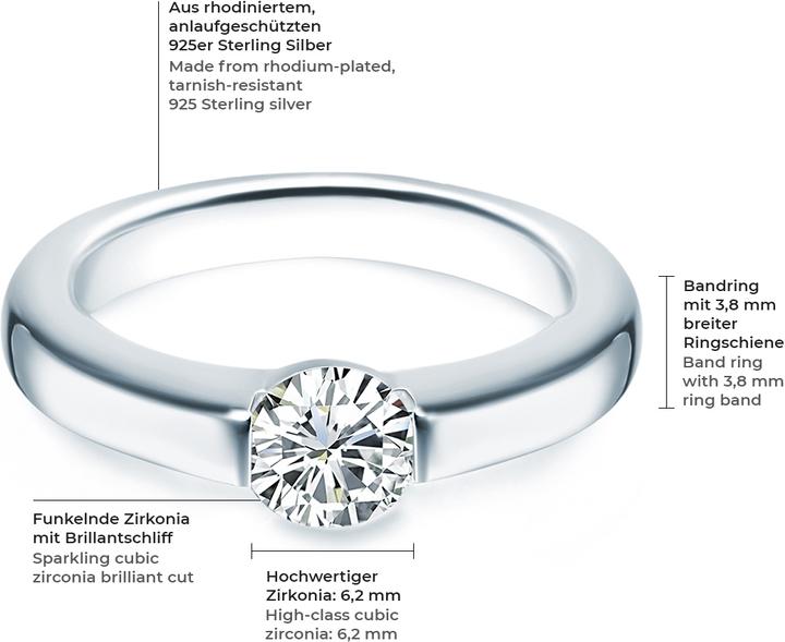 Produktbild Trilani Damen Sterling Silber Zirkonia silber - 4148 (52, 925 Silber)