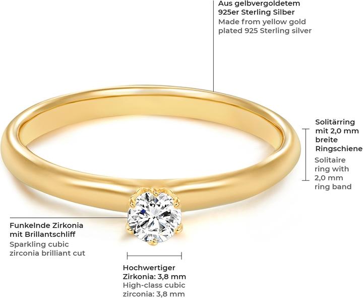 Immagine prodotto Trilani Donna Argento Cubico Zirconia Oro Giallo - 4168 (60, 925 Argento)