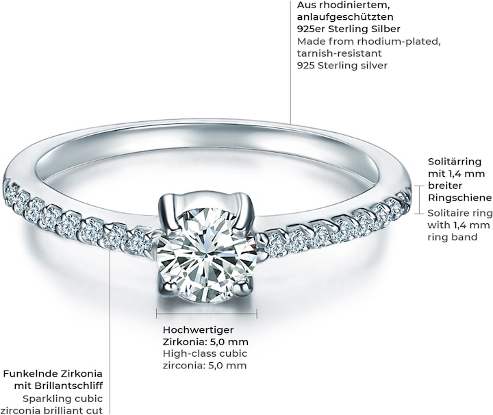 Produktbild Trilani Damen Sterling Silber Zirkonia silber - 4206 (50, 925 Silber)