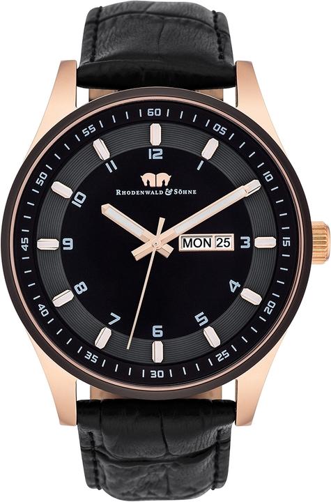 Produktbild Herren Quarzuhr Couragian Echtleder schwarz - 4470 (Analoguhr, 43 mm)