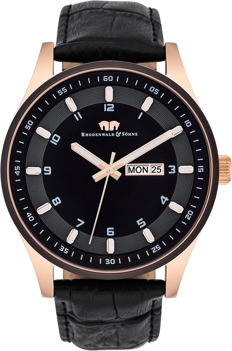 Image du produit Montre à quartz pour homme Couragian en cuir véritable noir - 4470 (Montre analogique, 43 mm)