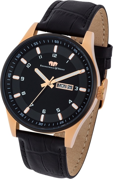 Image du produit Montre à quartz pour homme Couragian en cuir véritable noir - 4470 (Montre analogique, 43 mm)