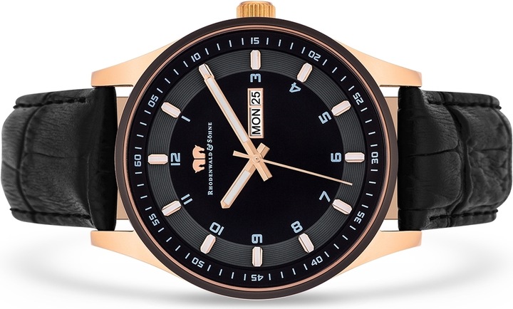 Image du produit Montre à quartz pour homme Couragian en cuir véritable noir - 4470 (Montre analogique, 43 mm)