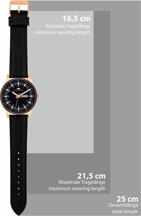 Produktbild Herren Quarzuhr Couragian Echtleder schwarz - 4470 (Analoguhr, 43 mm)