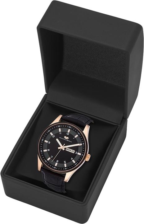 Produktbild Herren Quarzuhr Couragian Echtleder schwarz - 4470 (Analoguhr, 43 mm)