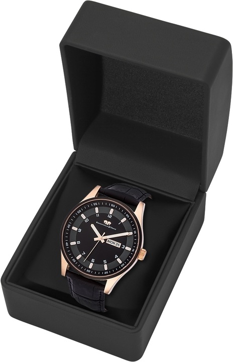 Image du produit Montre à quartz pour homme Couragian en cuir véritable noir - 4470 (Montre analogique, 43 mm)