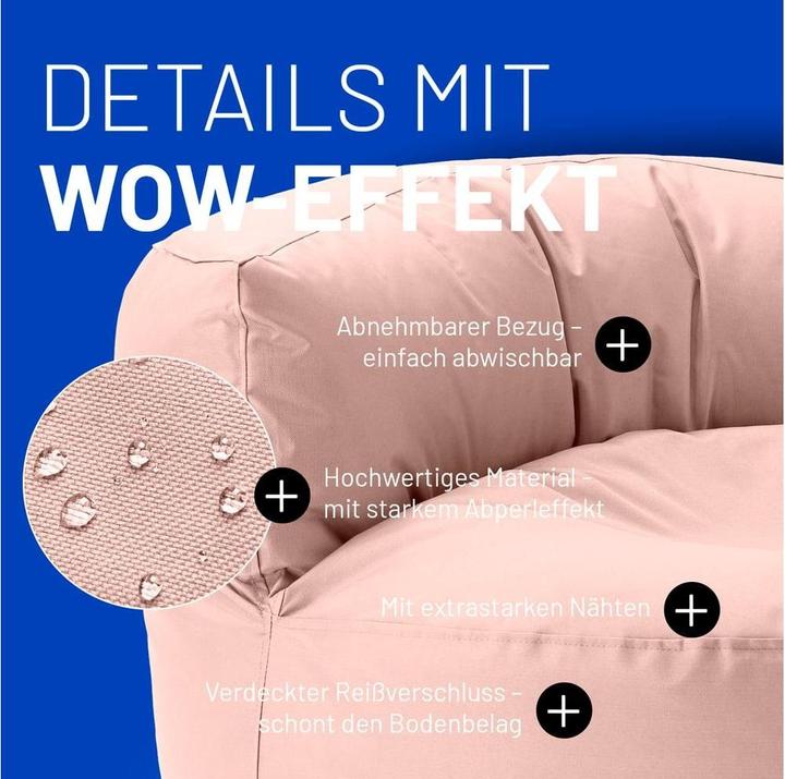 Produktbild Lumaland Sitzsack-Sofa, 320 l Polyester (PES)/Textil, Hellrosa