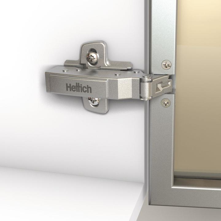 Actual product image Hettich Sensys 8638i aluminum pot hinges, corner, center and inlying ban