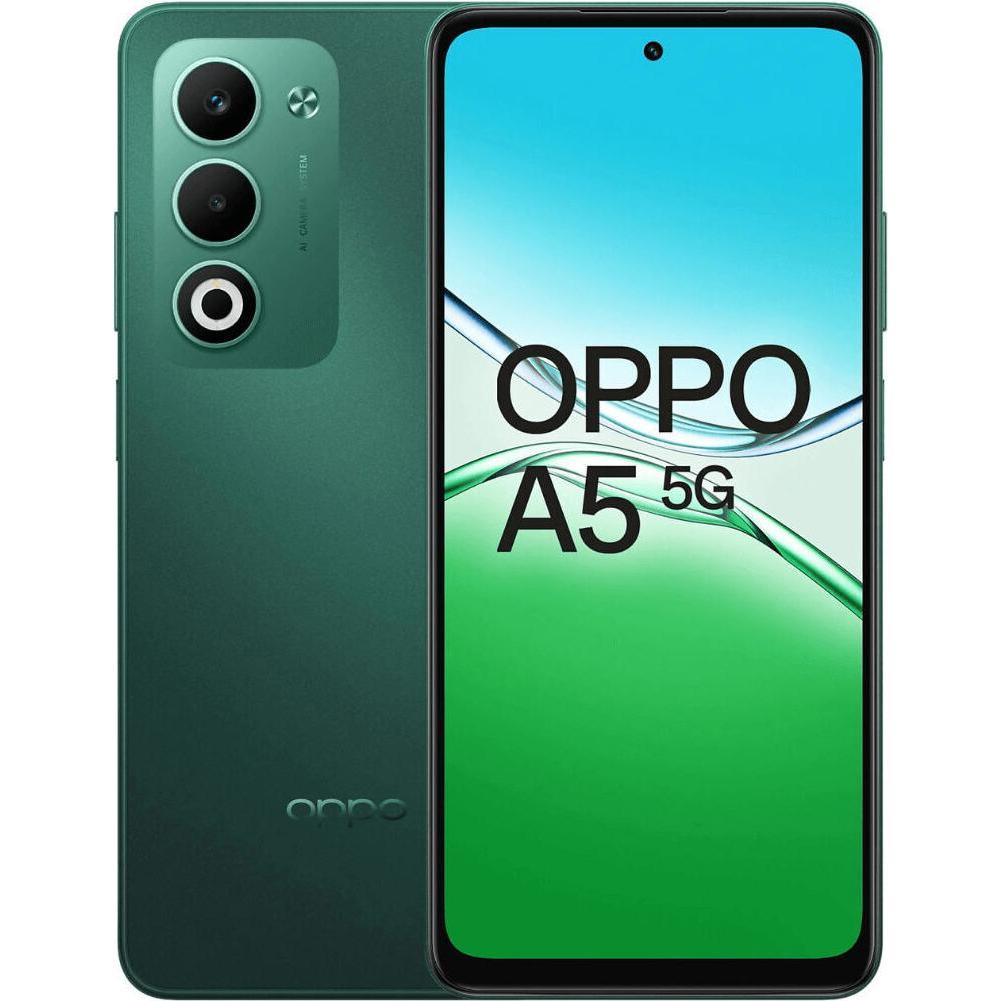 OPPO A5 5G (128 GB, Aurora Green, 6.67", Dual SIM, 4G), Smartphone, Grün