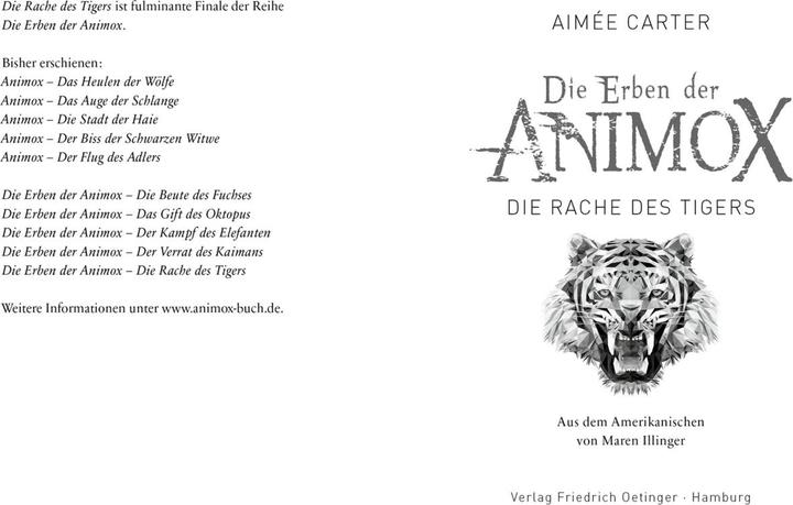 Image du produit Les héritiers d'Animox 5. La vengeance du tigre (Aimée Carter, Allemand)