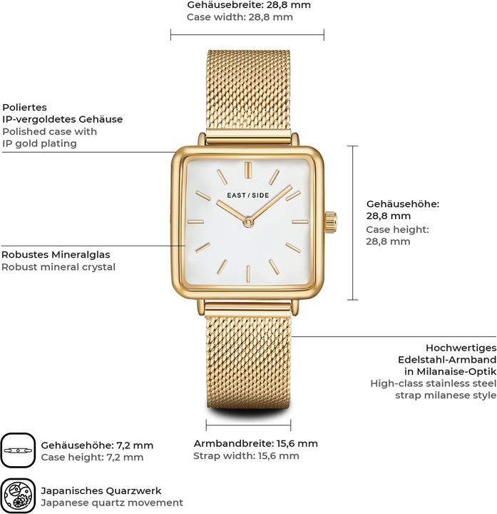 Actual product image Eastside Ladies Quartz Watch Grand Stainless Steel Yellow Gold - 11270 (Analogue wristwatch, 37.30 mm)