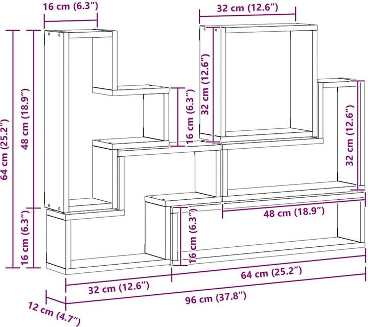 Immagine prodotto vidaXL Stoccaggio a cubo (12 x 12 x 64 cm)