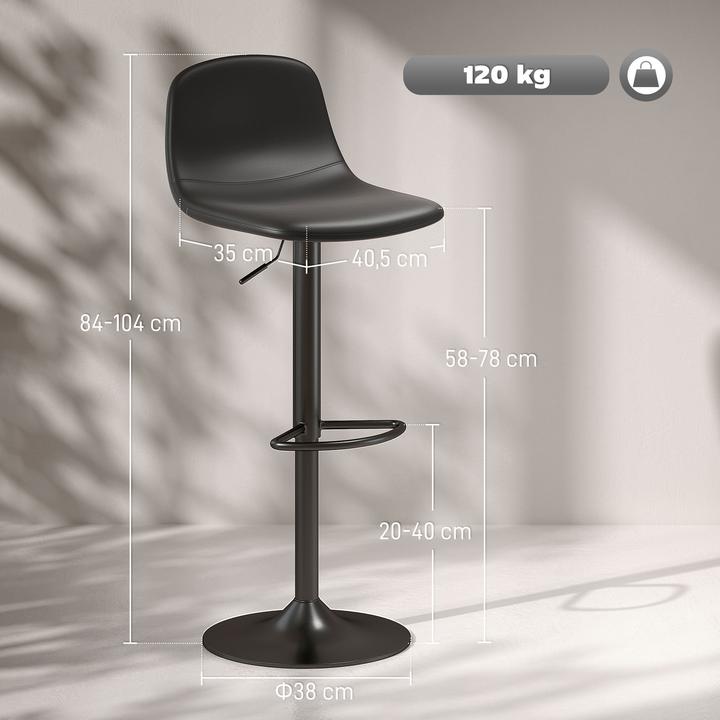 Produktbild Homcom Barhocker Kunstleder, Stahl Schwarz