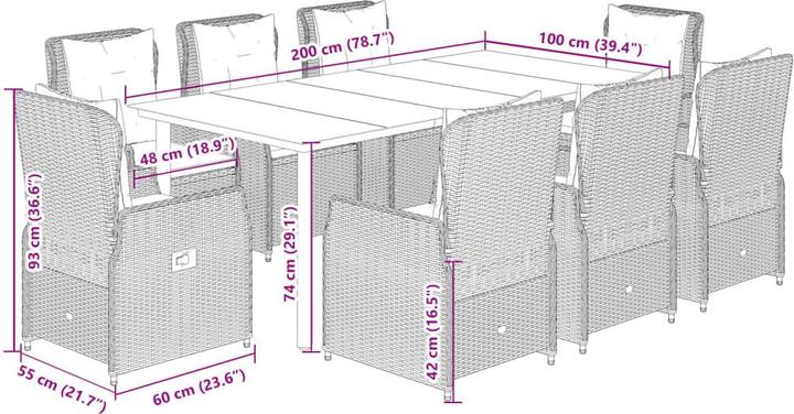 Produktbild vidaXL Garten Essgruppe (200 x 100 x 74 cm)