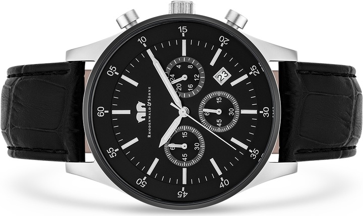 Image du produit Hommes Chronographe Goodwill cuir véritable noir - 4406 (Chronographe, 45 mm)