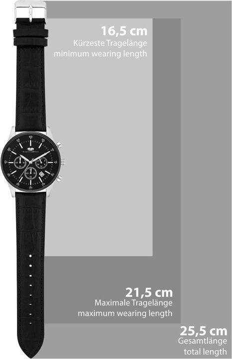 Image du produit Hommes Chronographe Goodwill cuir véritable noir - 4406 (Chronographe, 45 mm)