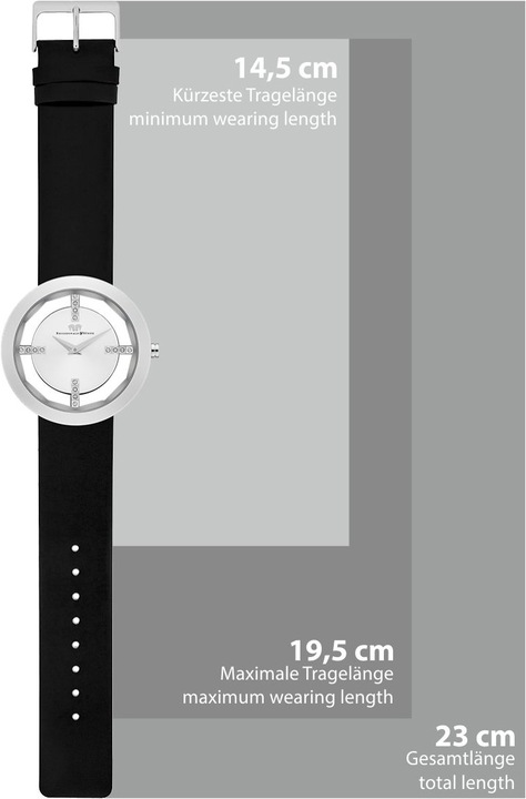 Image du produit Montre à quartz Lucrezia en cuir véritable noir - 4338 (Montre analogique, 42 mm)