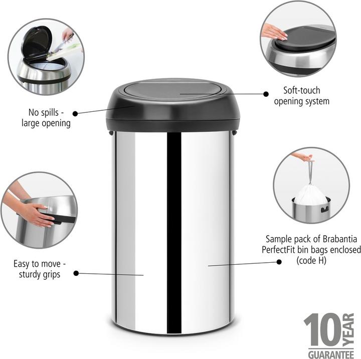 Productafbeelding Brabantia Afvalbak TouchBin 60L (60 l)