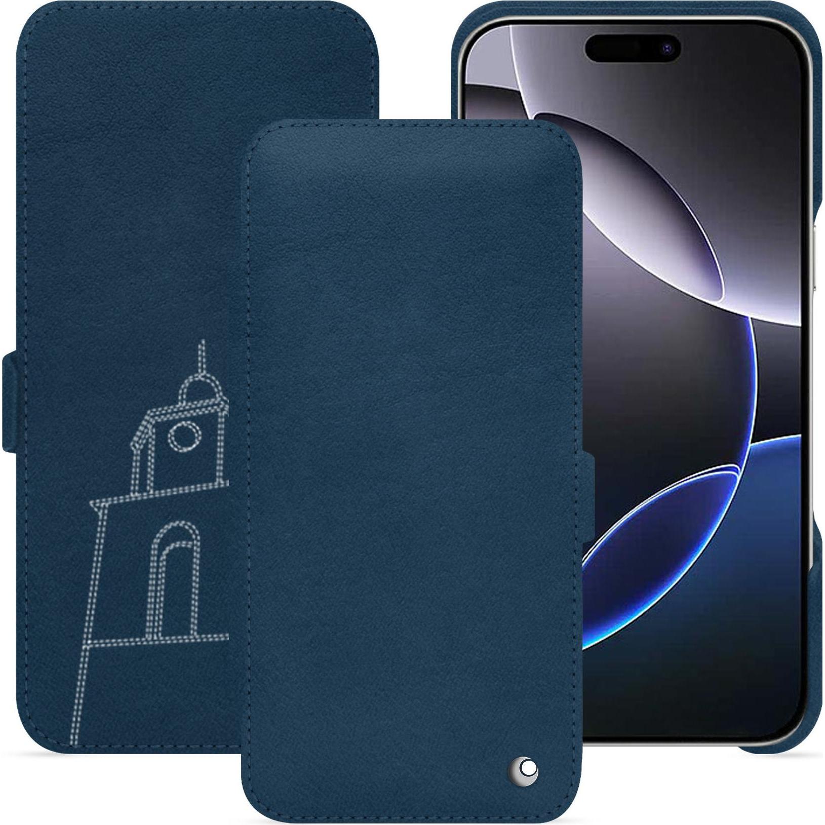 Thumbnail - Noreve Lederschutzhülle horizontal (Apple iPhone 16 Pro Max), Smartphone Hülle, Blau