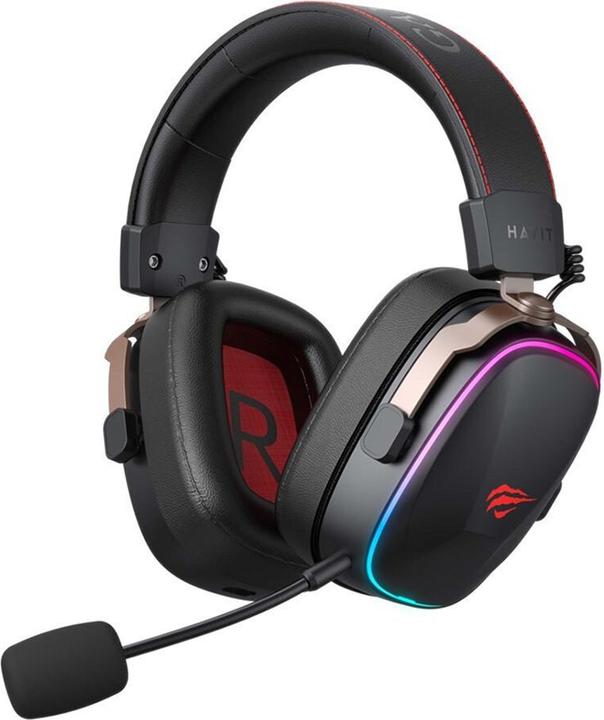 Actual product image Havit H2039BG Gaming BT Headset, RGB, Black / Gold (Wireless)