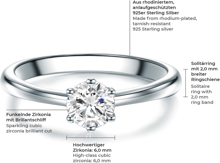 Immagine prodotto Trilani Donna Argento Zirconia argento - 6804 (24, 53, 925 Argento)